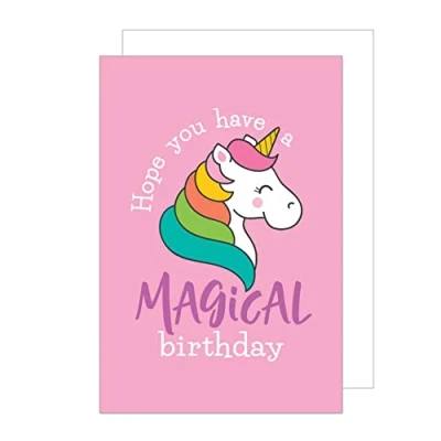 Abbildung von Edition Seidel exklusive Premium Geburtstagskarte mit Umschlag. Glückwunschkarte Kindergeburtstag Geburtstag Kinder Mädchen Einhorn eine einzeln lustige Karte Billet (G3081 SW022)