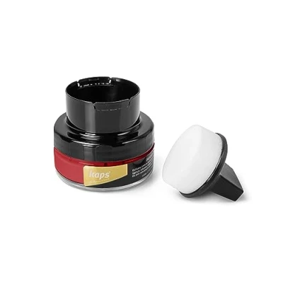Abbildung von Kaps Professional Schuhpflege Delicate Cream mit Schaumaplikator Schuhcreme &amp; Pflegemittel zur Reinigung und Auffrischung von Naturleder Synthetik (50ml) (162 Hellrot)