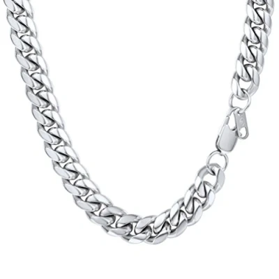 Abbildung von PROSTEEL Panzerkette 10mm breit Herren Halskette Edelstahl Schwer Kubanische Gliederkette 55cm/22 Kettelänge Hip Hop Street Style Schmuck für Männer Jungen, silber