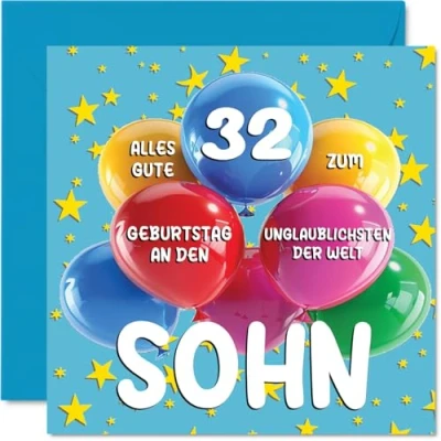 Abbildung von Stuff4 32. Geburtstagskarte Sohn Unglaublichsten der Welt Geburtstagskarten für 32 Jahre von Papa Mama, 145mm Geburtstag Glückwunschkarten