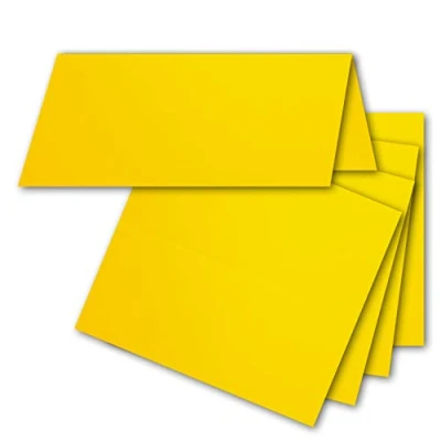 Abbildung von FarbenFroh by GUSTAV NEUSER 50x Tischkarten in Honiggelb (Gelb) 4,5 x 10 cm blanko Doppel Karten als Platzkarten und Namenskarten für Hochzeit Feste