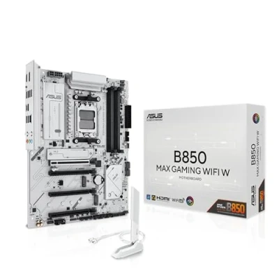 Abbildung von ASUS B850 MAX Gaming WiFi W Mainboard Sockel AMD AM5 (Ryzen 9000, ATX, DDR5 Speicher, PCIe 5.0, 6E, BIOS Flashbacj, CEC Tier II, weiß)