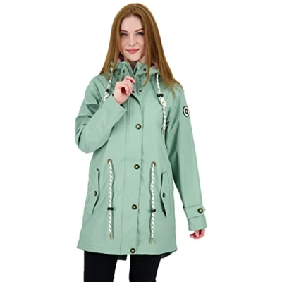 Abbildung von Ankerglut Damen Friesennerz Regenmantel Kapuze Wasserdicht Wetterfest Windbreaker Übergangsjacke #ankerglutliebe Regenjacke, Slate Gray, 46