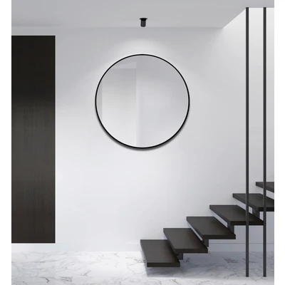 Abbildung von Talos Black OROS Spiegel rund Ø 100 cm runder Wandspiegel in matt schwarz Badspiegel mit hochwertigen Aluminiumrahmen