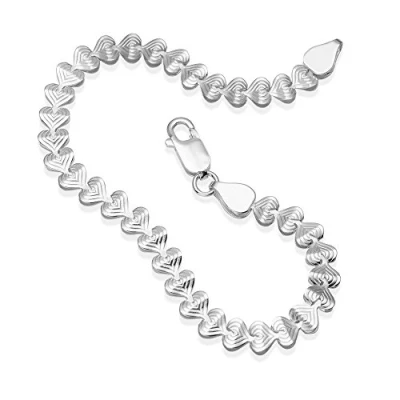 Abbildung von MATERIA Damen Armband Silber 925 Herzkette Armkette 5mm mit Geschenk Schmuckschachtel Made in Germany #SA 73, Länge:20 cm