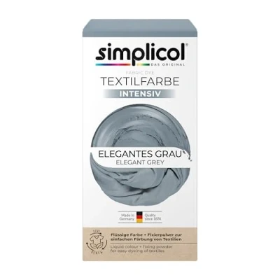 Abbildung von simplicol 8007137 Intensiv (18 Farben), Elegantes Grau 1817: Einfaches Textilfärben in der Waschmaschine, Komplettpackung mit Färbemittel und Fixierpulver, 2 teiliges Set