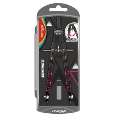 Abbildung von KEYROAD Metallzirkel Zirkel Zirkelkasten / 1 Stück/Mehrfarbig/Schulzirkel Compass Pencil/ideal für die Schule/Schnellverstell