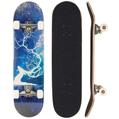 Abbildung von Sumeber Skateboard für Anfänger, Geburtstagsgeschenk Teenager und Erwachsene (Fantasie Elch)