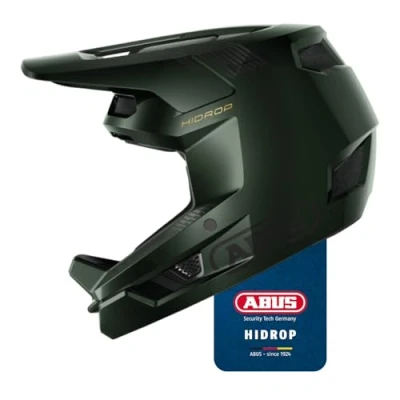 Abbildung von ABUS Downhill Helm HiDrop ASTM zertifizierter Fullface mit ABS Außenschale für MTB: Downhill, Enduro und Bikepark Erwachsene Jugendliche Grün, Größe L