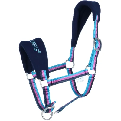 Abbildung von HKM Halfter Funny Horses Dunkelblau/Blau/Rosa Mini Shet