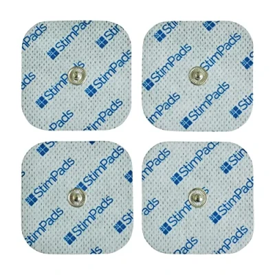 Abbildung von StimPads EMS und TENS Elektroden Pads 4 Stück von 50X50mm mit 3,5mm Snap geeignet für Sanitas, Beurer, Bluetens, usw. Zuverlässige, qualitativ hochwertige Klebeelektroden Zertifiziertes Medizinprodukt