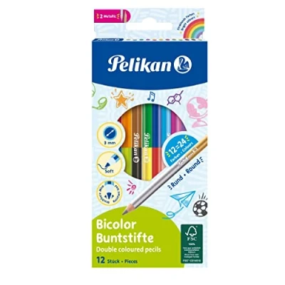 Abbildung von Pelikan 700160 Jumbo Buntstifte, dreikant, 12 Stück inklusive Anspitzer, FSC