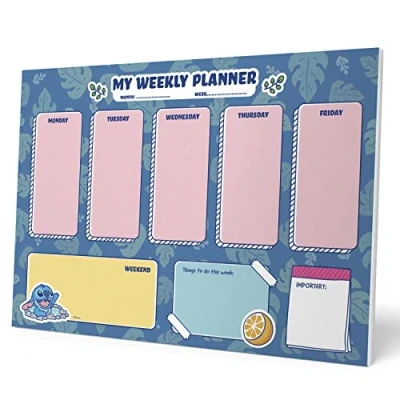Abbildung von Grupo Erik Wochenplaner Block A4 Kalender Planer Disney Stitch Tischplaner Tischkalender ohne Datum Schreibtischunterlage Papier