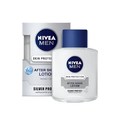 Abbildung von NIVEA after shave lotion 100 ml Silver Protect (Pack of 6) Contains Ions, Chamomile Extract, and Provitamin B, Providing Hydration, Nourishing, Antibacterial Protection for All Skin Types