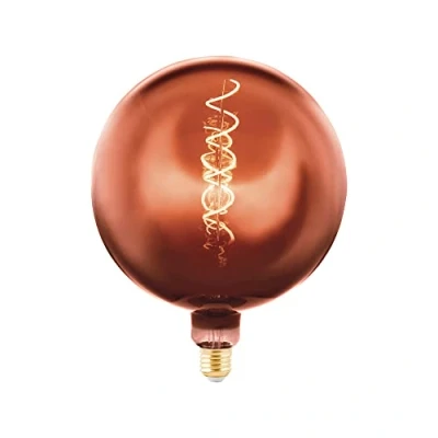 Abbildung von EGLO E27 Globe Lampe dimmbar, Spiral LED Retro Glühbirne Big Size, extra großes Vintage Deko Leuchtmittel, Kupfer, 4 Watt, 40 Lumen, warmweiß, 1600k, G200, Ø 20 cm