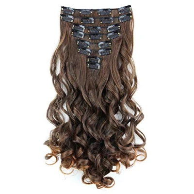 Abbildung von CAISHA XXL 35cm 8 Teile Set CLIP IN EXTENSIONS Haarverlängerung Haarteil Voluminös Gewellt Braun Mix CES116 1