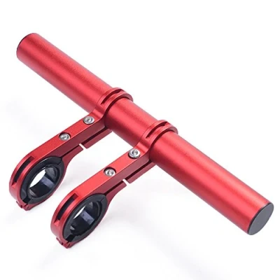 Abbildung von UPANBIKE Fahrrad Lenker Extender Aluminiumlegierung Halterung Erweiterung für Tacho Mount Scheinwerfer Taschenlampe Lampe Halter, Rot 20cm Double Clamp