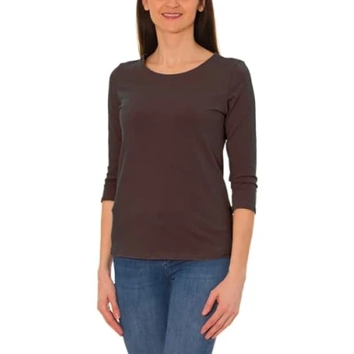 Abbildung von Alkato Damen Shirt 3/4 Arm mit Rundhals, Farbe: Hellbraun, Größe: L