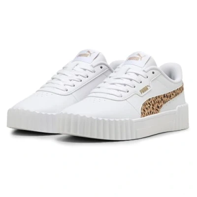 Abbildung von Puma Carina 3.0 Animal JR Unisex Sneaker low für Kinder, Größe: 37.5, White/light sand/gold Schuhe