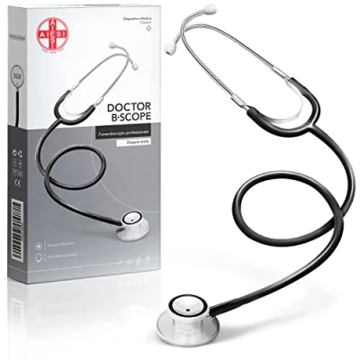 Abbildung von AIESI® Stethoskop Doppelkopf Professionelles für erwachsene schwarz DOCTOR B SCOPE, 24 monate garantie