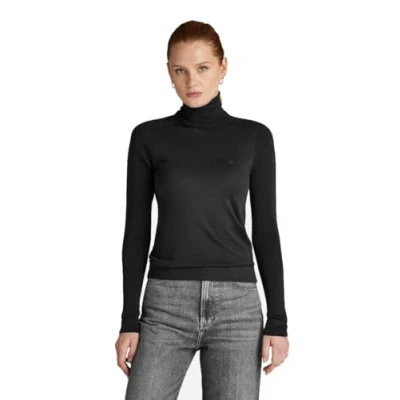 Abbildung von G Star CORE SLIM Turtle Strickpullover, Damen, Größe: Large, Dk black