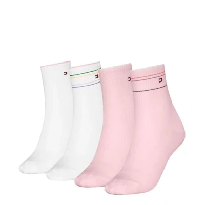 Abbildung von Tommy Hilfiger Short SOCK Shine 4 PACK Socken, Damen, Größe: 35 38, Light pink/white
