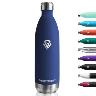 Abbildung von Trinkflasche 1000ml, Thermosflasche Kohlensäure Geeignet, Isolierflasche BPA Frei Auslaufsicher, Vakuum Thermosflasche, Wassflasche Edelstahl für Sport, Erwachsener, Kinder, Fussball, Uni, Reisen