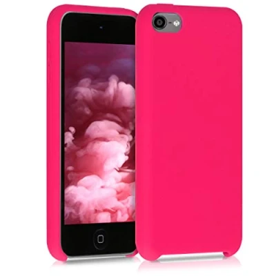 Abbildung von kwmobile Schutzhülle kompatibel mit Apple iPod Touch 6G / 7G (6. und 7.Generation) Hülle Silikon gummiert Cover Case in Neon Pink