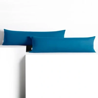 Abbildung von DecoKing 2 Kissenbezüge 20x145 cm Jersey 100% gekämmte Baumwolle Reißverschluss blau Amber