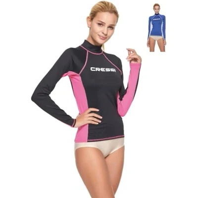 Abbildung von Cressi Damen Rash Guard Lady Long Sleeve Schutzhemd mit langen Ärmeln, UV Schutz (UPF), Schwarz/Rosa, XS/1 (36)