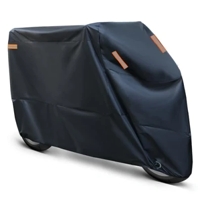Abbildung von ANFTOP Motorrad Abdeckplane Outdoor Motorradabdeckung Winterfest 210D Motorradplane Staubdicht mit Wasserdichten Streifen verbessertes Schlossloch 250X105X125CM