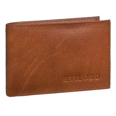 Abbildung von STILORD &#039;Lincoln&#039; Mini Geldbörse RFID Leder Herren Slim Wallet Minibörse Portemonnaie klein NFC Protector kleine Brieftasche Echtleder in Geschenkbox klein, Farbe:Texas braun