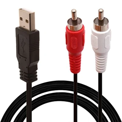 Abbildung von USB zu RCA Kabel, Cinch auf 2.0 Stecker 2 Stecker, Video AV /A/V Konverter, Camcorder Audio Capture Karten Splitter Adapterkabel für TV/Mac/PC (1,5 m)