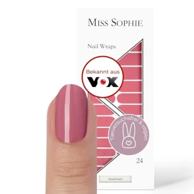 Abbildung von Original Miss Sophie Nagelfolien Sweetheart I 24 ultra dünne Nagellack Streifen einfarbig Für Finger &amp; Fußnägel Hält auf Natur sowie lackierten, Acryl , Gel Shellac Nägeln