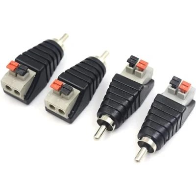 Abbildung von Comforty 4 Stk RCA Cinch zu Lautsprecher Kabeladapter Subwoofer Phono Stecker AV 2 Schraubklemme Video Audio Federpresse Typ Balun für CCTV
