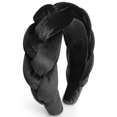 Abbildung von DRESHOW Samt Geflochtene Stirnband Damen Trachten Haarreif Breit Vintage Haare Bands Mode Stirnbänder für