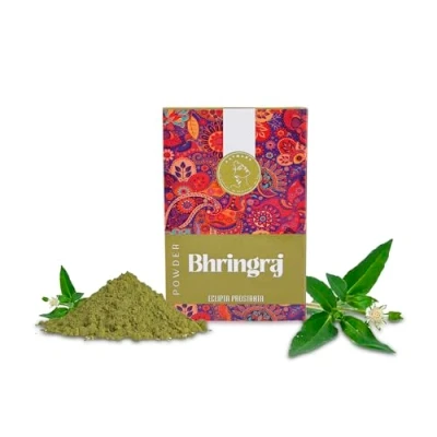 Abbildung von AATMANA Bhringraj Powder Eclipta Alba Für Seidig &amp; Natürlich Weiches Haar Haarwachstum Fördern Erhöht Die Haardicke Ayurvedische Haarprodukte 100 Grams