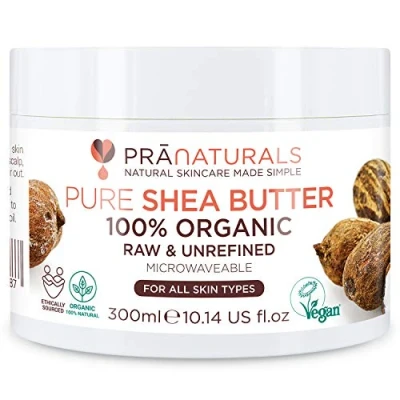 Abbildung von PraNaturals 100% Bio Sheabutter 300ml, Rohes, unraffiniertes Extra Virgin A Grade African Pure Elfenbein All Natural, glatte Shea Nuss Lippenbalsam Körperbutter für alle Hauttypen