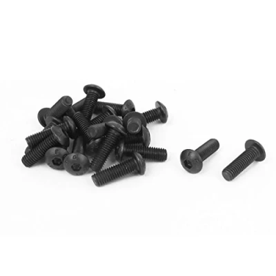 Abbildung von sourcing map M5 x 16mm Legierter Stahl Sechskantschraube Kappe Maschinen Schrauben Schwarz 20 Stk