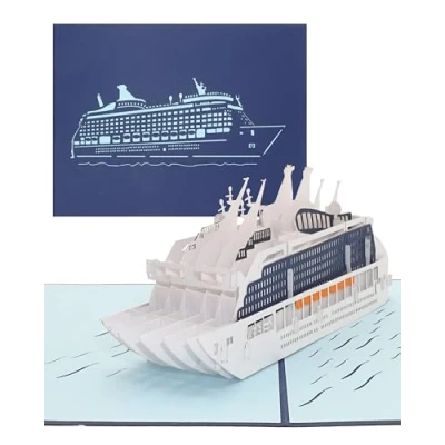 Abbildung von Pop Up Karte Kreuzfahrtschiff 3D Geburtstagskarte Modell Kreuzfahrt Reisegutschein, Deko, Einladungskarte, Geschenkverpackung &amp; Gutschein