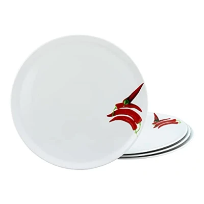 Abbildung von CreaTable, 23433, Serie CHILLI, 4 teiliges Geschirrset, Pizzateller aus Porzellan, spülmaschinen und mikrowellengeeignet, Made in Europe