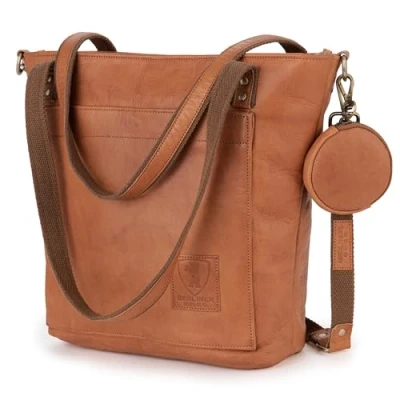 Abbildung von Berliner Bags Vintage Schultertasche Verona, Henkeltasche aus Leder, Handtasche für Frauen Braun