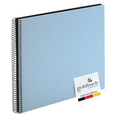 Abbildung von goldbuch 25 529 Spiralalbum Bella Vista, Foto Album 35 x 30 cm, Fotoalbum mit 40 schwarze Seiten, Erinnerungsalbum aus Leinen, Fotobuch für Bilder und Fotos zum Einkleben, Scrapbook, Himmelblau