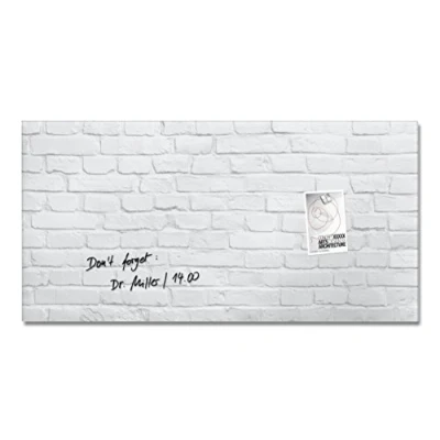 Abbildung von SIGEL GL144 Premium Glas Whiteboard 91x46 cm Klinker weiß hochglänzend, SGS geprüft, einfache Montage, Magnettafel Artverum