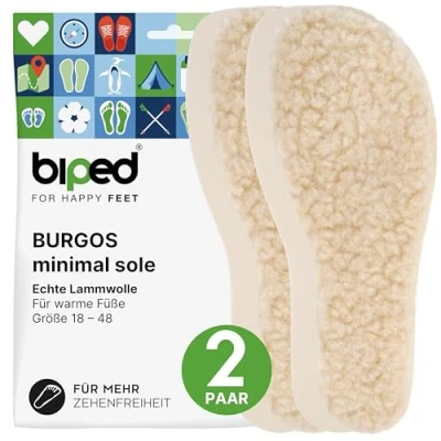 Abbildung von biped Minimal sole BURGOS 2 Paar Einlegesohlen für &amp; Barfußschuhe Wärmende Lammwoll Sohlen Erwachsene und Kinder(41)