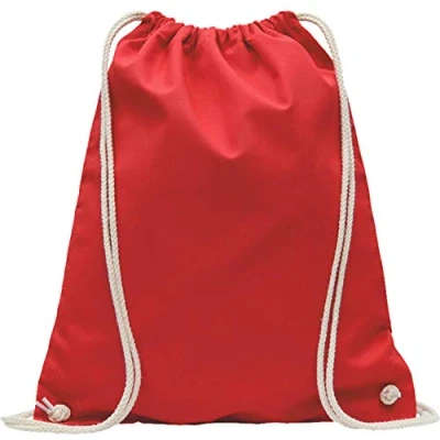 Abbildung von Baumwoll Turnbeutel 1 Stück 38 x 42 cm Sportbeutel Rucksack Stofftasche Bag, Beutel, Baumwollbeutel, Jutebeutel OEKO TEX® geprüft Stoffbeutel Damen &amp; Herren, Kinder Gym Sack zum bemalen in Rot