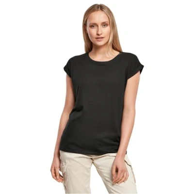 Abbildung von Build Your Brand Ladies Extended Shoulder Tee, XS, Black