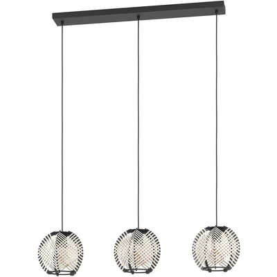 Abbildung von Eglo Waverton Hängelampe - Schwarz/Weiß - Länge 92 cm - Stahl/Stoff
