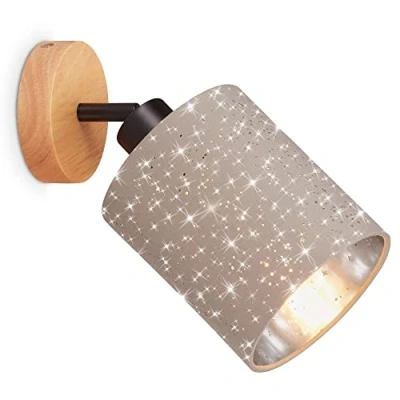 Abbildung von BRILONER Wandleuchte Innen mit Sternenhimmel, Lampenschirm aus Stoff, schwenkbar, Wandlampe innen, Wandstrahler Wandlicht, Wandbeleuchtung, Schlafzimmer, Flurlampe, 13x15 cm, Taupe