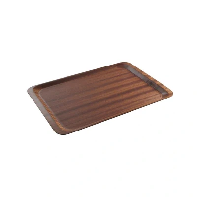 Abbildung von HENDI Serviertablett 37 x 53 cm Holzoptik Mahagoni Holzverstärkt mit Antirutschbeschichtung flacher Rand, Gastro Tablett